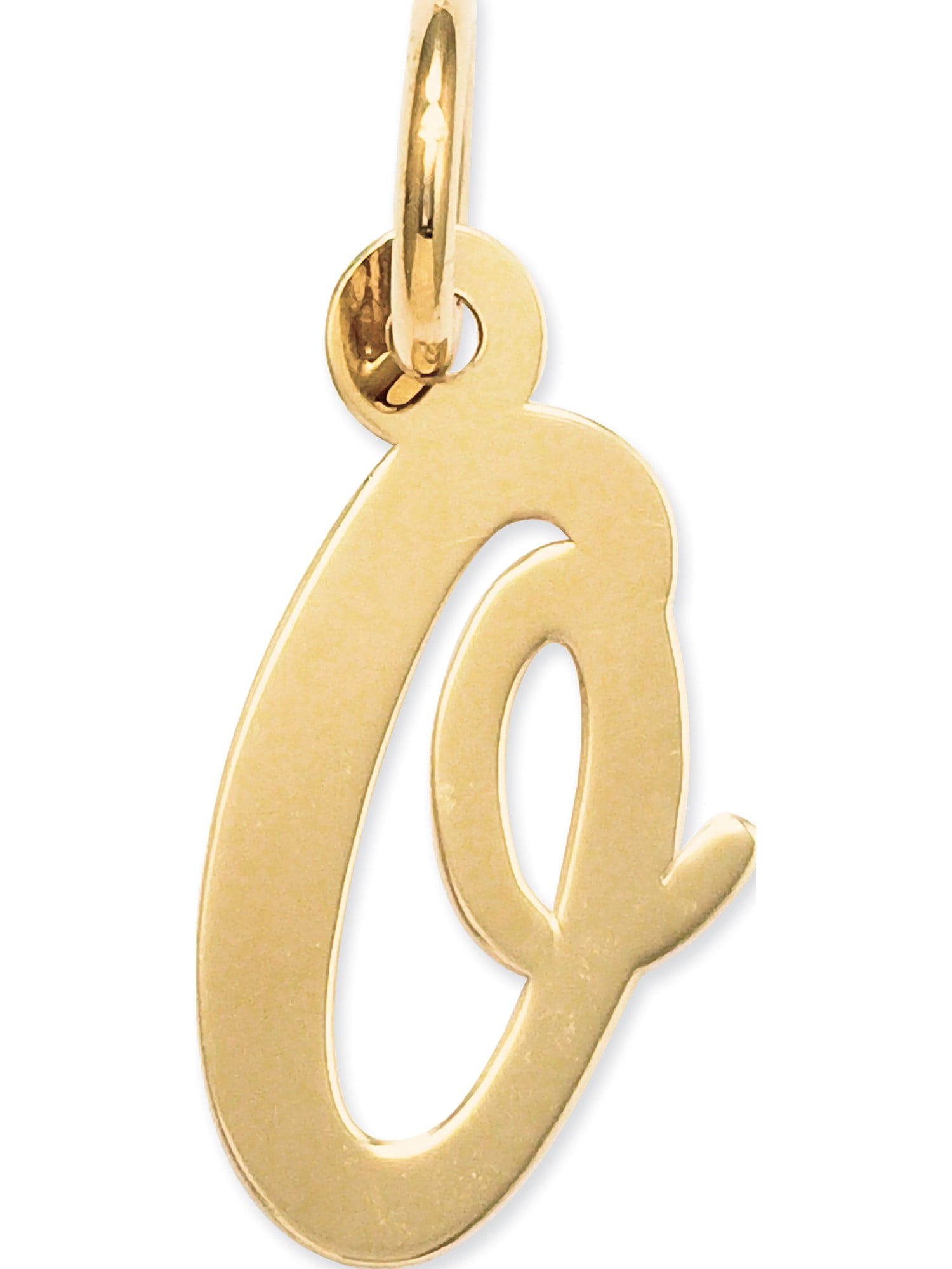 14K Yellow Gold Polished V Script Initial Small Charm Pendant