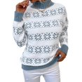 thumbnail image 1 of Christmas Snowflake Turtleneck Snowflake Knit Women Sweater Pullover Sweaters, 1 of 6