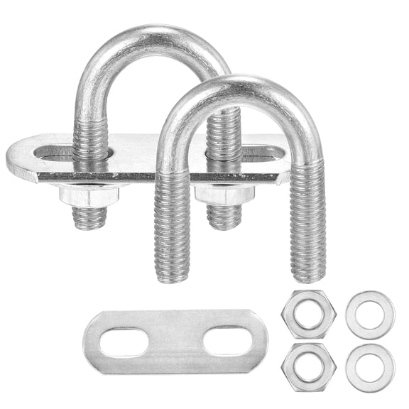 U Bolts 4 Sets (1/4"(M6)x0.62"x1.33"), Round U Bolt Kits 304 Stainless Steel with Accessories - for Construction, Pipe, Trailer, Automotive, Leaf Spring Fastener