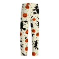 thumbnail image 6 of Domzest Halloween Pajama Pants Men Pumpkin Ghost Bat Graphic Drawstring Elastic Waisted Sleepwear Wide Leg Funny Pajama Bottoms Complexion S, 6 of 6