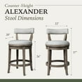 thumbnail image 5 of Maven Lane Alexander Counter Stool in Reclaimed Oak Finish w/ Ash Grey Fabric Upholstery, 5 of 7