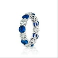 thumbnail image 2 of HeartsAndYou Round Alternate Natural Sapphire & Moissanite Eternity Band 14k SOLID White Gold, 2 of 9