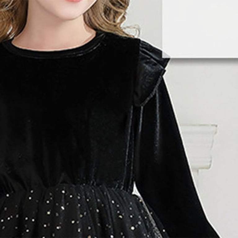 Robe De Noël Pour Fille - Taille 5, Bleu Marine Avec Sequins, Velours - Occasion Très Bon état