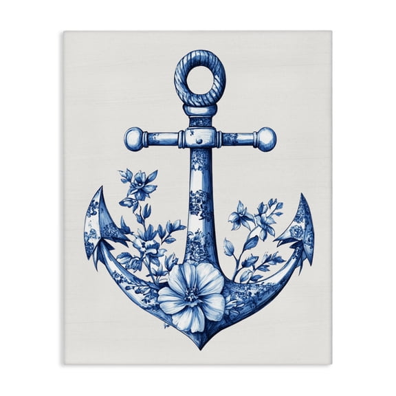 Toile Patterned Anchor Canvas Wall Art, design by Lettered and Lined