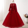 thumbnail image 7 of Glisme Fashion Girls Dresses Size 10-11 Y Kids Performance Formal Dress Flower Lace Wedding Dress Bowknot Party Gown Wine Sundress For Girl, 7 of 7