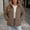 Brown, variant on Women's Corded Texture Quilted Puffer Jacket, Full Zip Stand Collar Long Sleeve Casual Winter Coat with Side Pockets, No Hood Brown XL