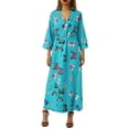 thumbnail image 2 of Coduop Women Casual Tie-up Shirt Dress Long Sleeve V-neck Long Dress With Pocket, 2 of 6