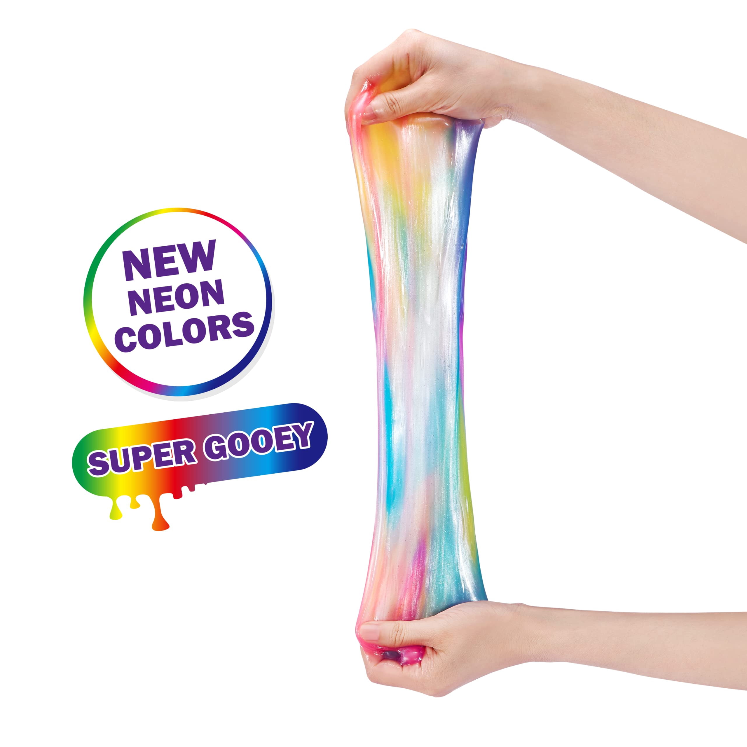 Oosh Slime Medium Foilbag 500g (4 Pack) by ZURU, Gooey Slime and Epic Stretchy Slime for Girls and Kids (Rainbow, Pink, Purple, Silver)