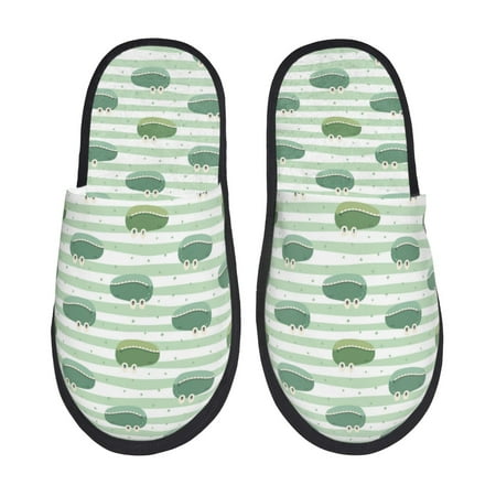 

Yiaed Cute Crocodile Print Unisex House Slippers Slip on Warm Shoes Indoor Outdoor with Anti-slip sole-Medium