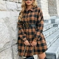 thumbnail image 4 of Maplenight Women's Button Down Shirts Casual Plaid Shacket Long Sleeve Collared Long Jacket Coats with Pocket, 4 of 7