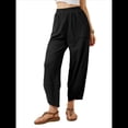 thumbnail image 3 of Pantalones Anchos y Holgados para Mujer, Estilo Palazzo Harén, Informales, con Cintura Elástica y Bolsillos. Negro M, 3 of 10