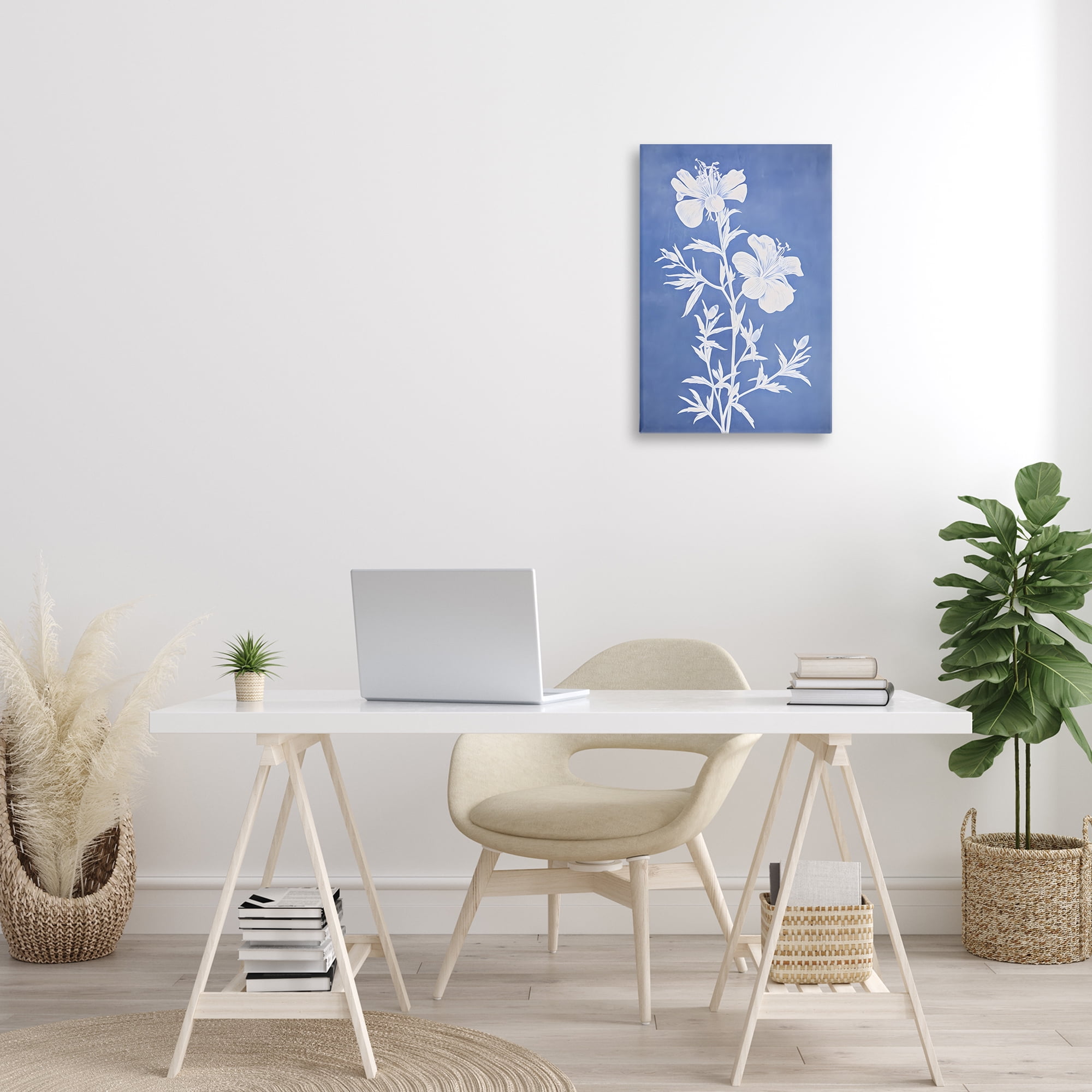 Stupell Industries Blue Cerulean Florals Botanical & Floral Painting Gallery Wrapped Canvas Art Print Wall Art, 16 x 24