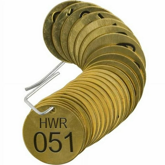 Brady Numbered Tag,Brass,1 1/2in W,PK25 23538