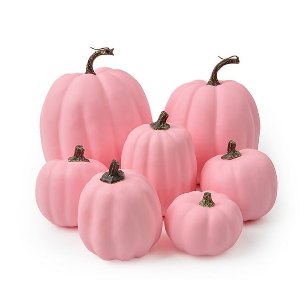 Juego de 7 adornos de calabaza de simulación de Acción de Gracias, modelo de calabaza grande de espuma para festival, accesorios de decoración
