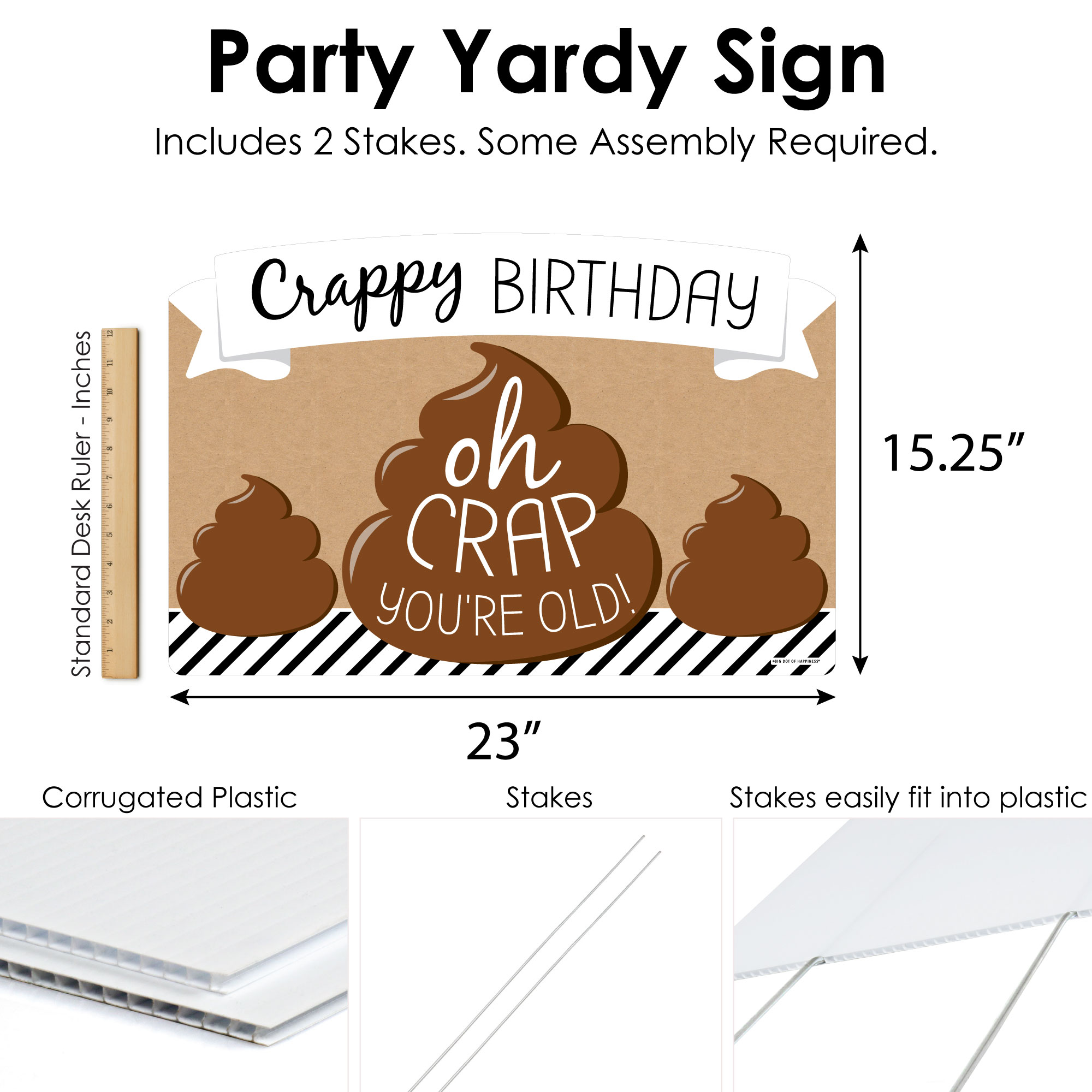 Big Dot Of Happiness 'Oh Crap, You're Old' Poop Decorations - Set Of 20 Shaped Cut-Outs For Birthday Parties