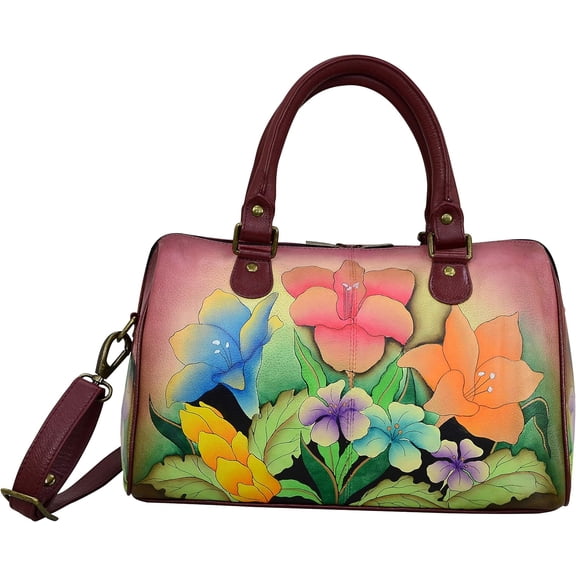 Anna by Anuschka womens Satchel Mediterranean Garden, Medium