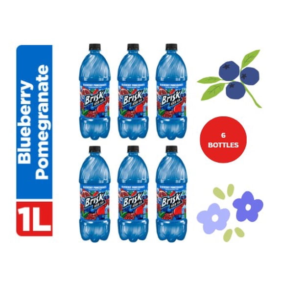 Brisk Iced Tea, Blueberry Pomegranate Flavor, 6 Bottles