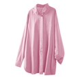 thumbnail image 4 of Chemises Boutonnées pour Femmes Manches Longues Retroussées Col en V Uni Ourlet Haut-Bas Blouse Hauts Tuniques Décontractées, 4 of 9