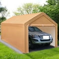 thumbnail image 5 of MF Studio Outdoor 10' X 20' Carport Heavy Duty Car Canopy Storage Shelter with Removable Sidewalls and Doors, Beige, 5 of 14