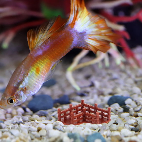 Uonlytech Light Brown Ancient Architecture Model with Extended Stairs for Aquarium Accessories and Aquarium Decor