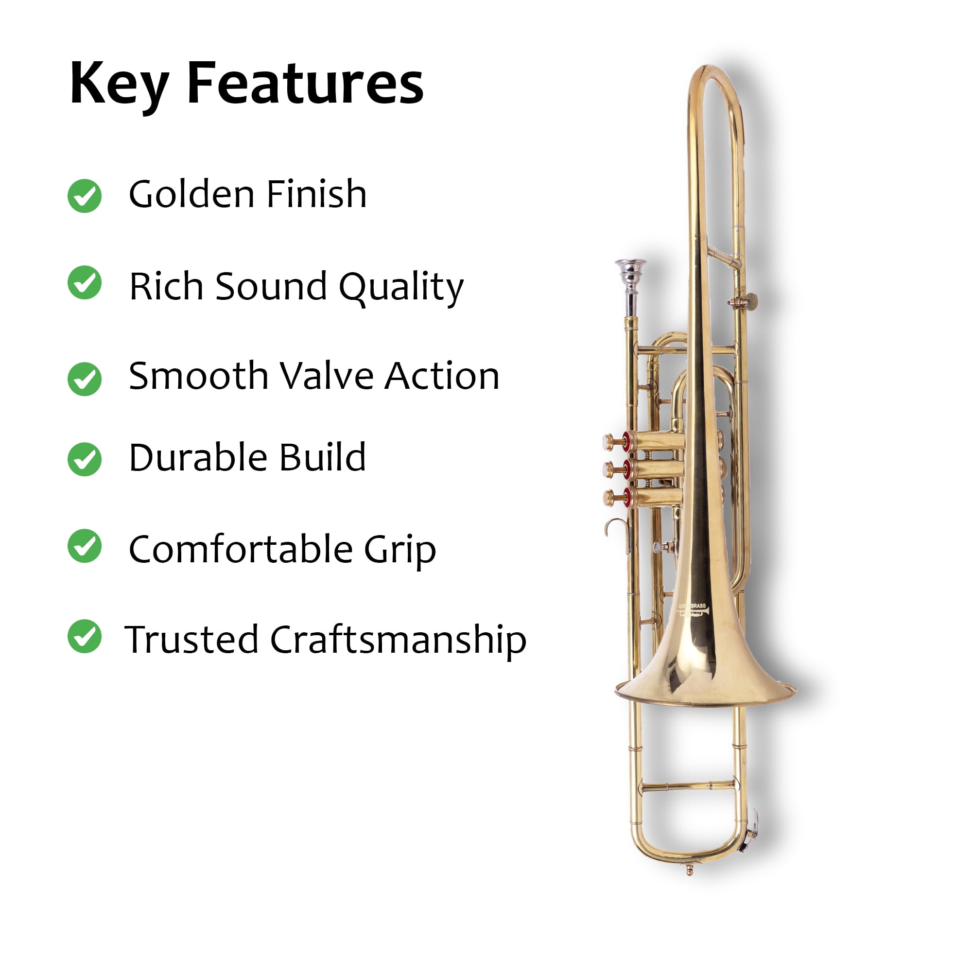 Trombone Bb Pitch Brass-With Hard Case And Mouthpiece Beginner Solid Songs