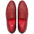 thumbnail image 2 of Santimon Leather Paillette Loafers Business Dress Shoes Glitter Slip-on Casual Shoes Red 13 US, 2 of 7