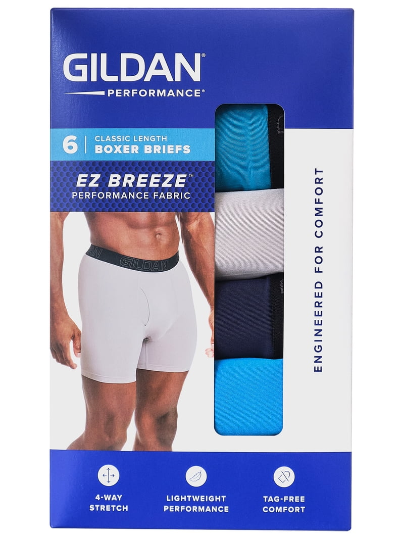 Gildan Performance Men's EZ Breeze Boxer Brief Underpants, 6-Pack