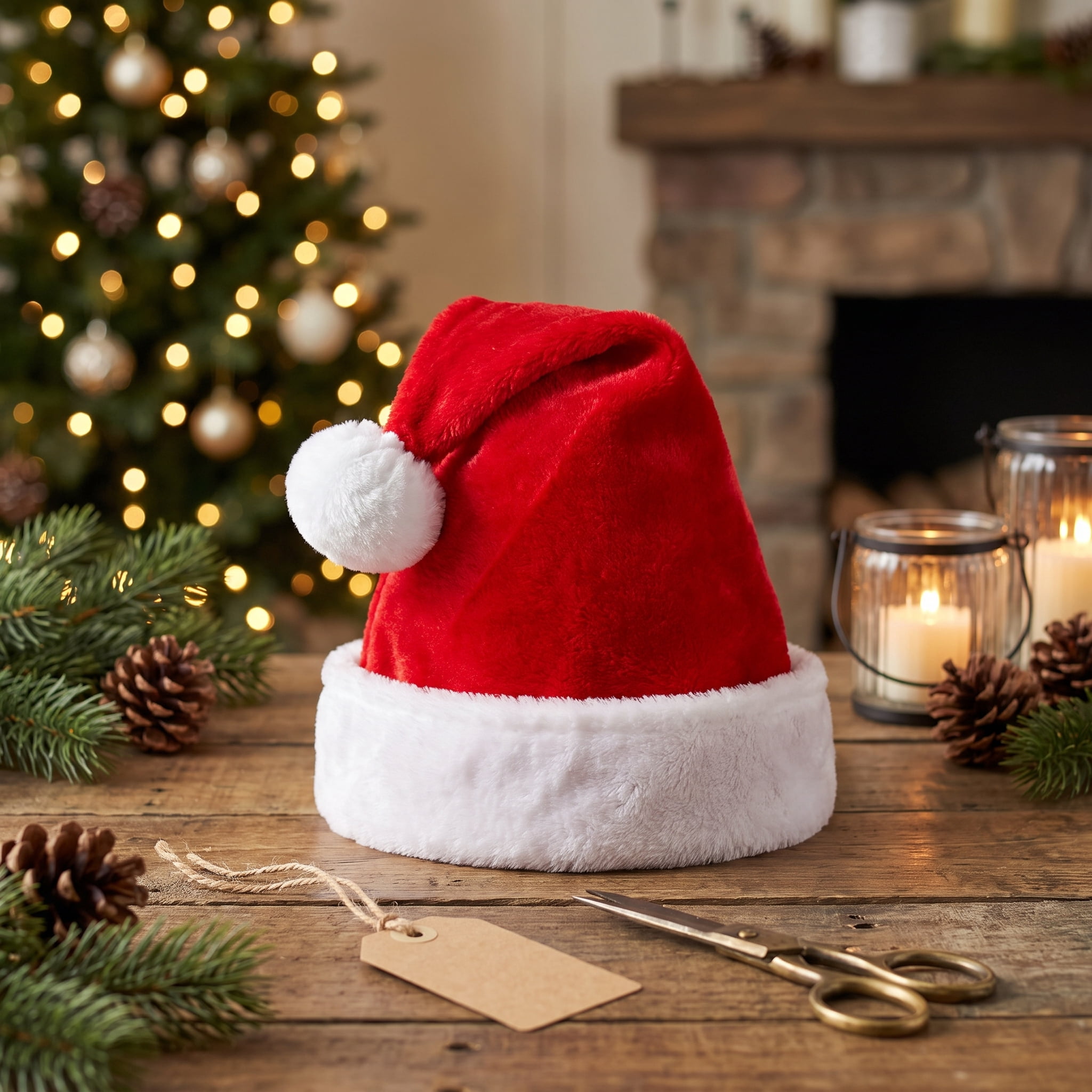 Large Plush Santa Hat, Red and White, 16", by Holiday Time