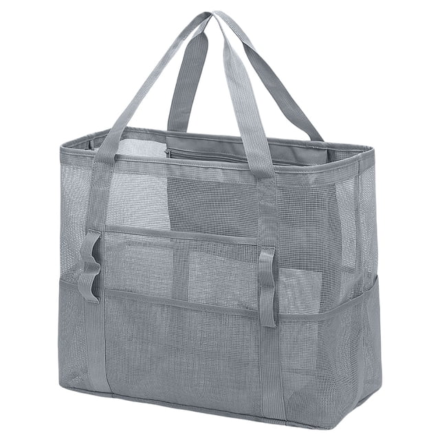 Large Mesh Travel Organizer Bag Lightweight Foldable Storage Sack For Beach Pool Swimwear Towel And Accessories