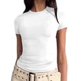 thumbnail image 2 of Women'S Casual Basic Going Out Crop Tops Slim Fit Short Sleeve Crew Neck Tight T Shirts Short Sleeve No. 2 M, 2 of 8