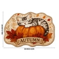 thumbnail image 3 of SLYNSHome Fall Irregular Floor Mat, Cute Sleeping Cat Pumpkin Non-Slip Bath Rug, Soft Washable Seasonal Shaped Carpet Roll Packed For Bathroom Living Room Entryway Decor, 3 of 7