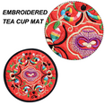 thumbnail image 3 of Embroidery Cloth Fabric Coasters for Drinks Vintage Ethnic Floral Design Cup, 3 of 5