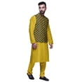 thumbnail image 2 of Atasi Solid Kurta Pajama & Printed Nehru Jacket Set For Mens Party Wear, 2 of 3