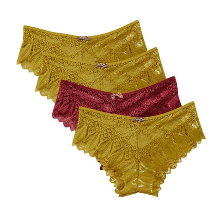 Arnsht Sexy Cheeky Panties for Women Mesh Seamless Lace Criss Cross Bikini Underwear Breathable Wicking Briefs 4 Packs Multicolor#11 L
