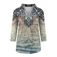 thumbnail image 5 of AOOCHASLIY Clothess Trendy Women Tops Women Loose 3/4 Sleeves T-shirt V Neck Blouse Casual Fashion Printed Tops, 5 of 5