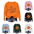 thumbnail image 2 of Yanchicy Spooky Season Sweatshirt Pullover for Women Crew Neck Maple Leaves Graphic Soft Lightweight Thin Fleece Loose Fall Halloween Clothes Long Sleeve Tops, 2 of 6