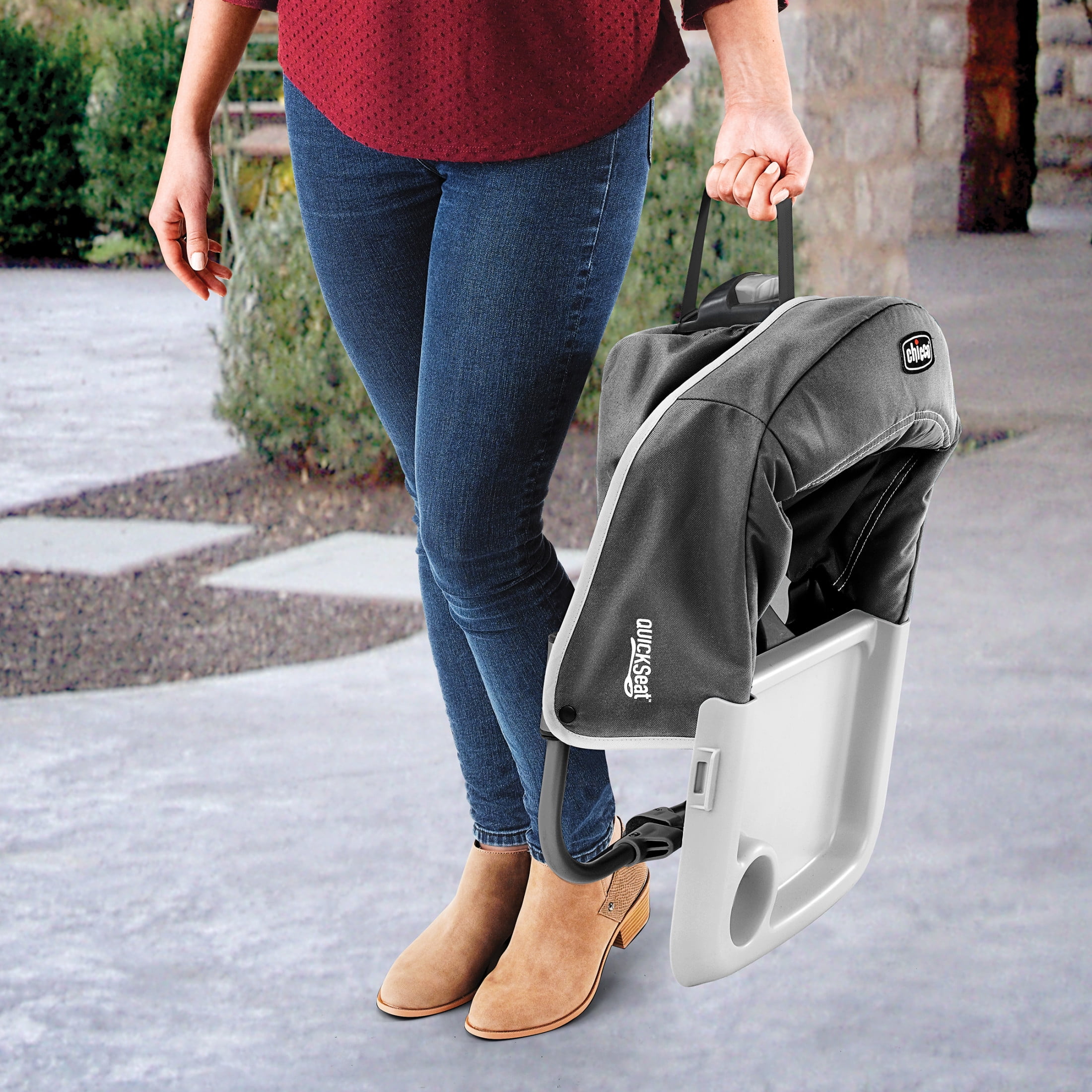 Chicco QuickSeat Table Hook-on Chair with Snap-on Tray - Graphite (Grey), New