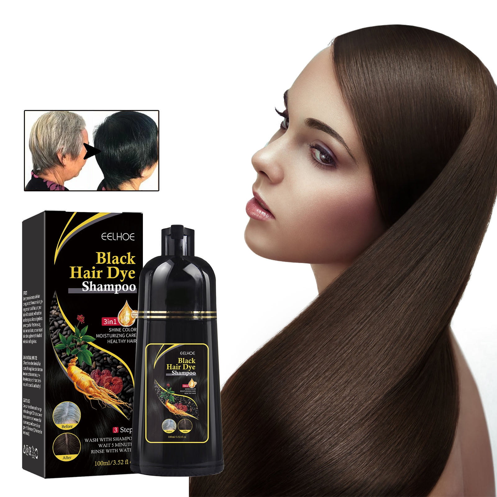 YiFudd Instant Black Hair Dye Shampoo for Women Hair Color Shampoo Gray