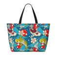 thumbnail image 2 of Wukai Japanese Koi Print Zipper Bag,large Beach Tote Bag,Waterproof Sandproof Bag,Grocery and Picnic Tote Travel Bag, 2 of 7