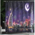 thumbnail image 4 of Ambesonne Scenery Shower Curtain, Night Dubai Skyscraper, 69"Wx84"L, Purple, 4 of 5