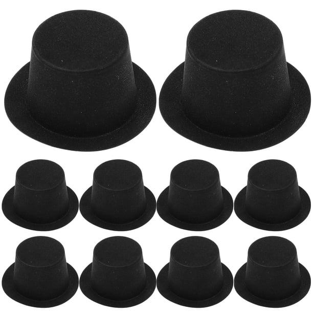 FOMIYES - 10 mini sombreros de copa negros para fiestas navideñas, sombreros de muñeco de nieve en miniatura, sombreros de copa de plástico para manualidades y decoraciones navideñas.