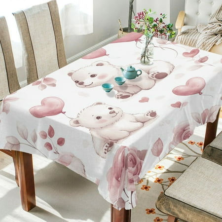 

BZSMCE Square Tablecloth Watercolor White Bears Pattern Tableclothes