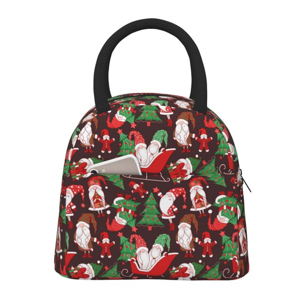 Balery Merry Christmas1 Bolsa de Almuerzo para Mujeres, Caja de Almuerzo, Bolsa de Almuerzo Pequeña Impermeable, Tote de Almuerzo Reutilizable con Gran Capacidad