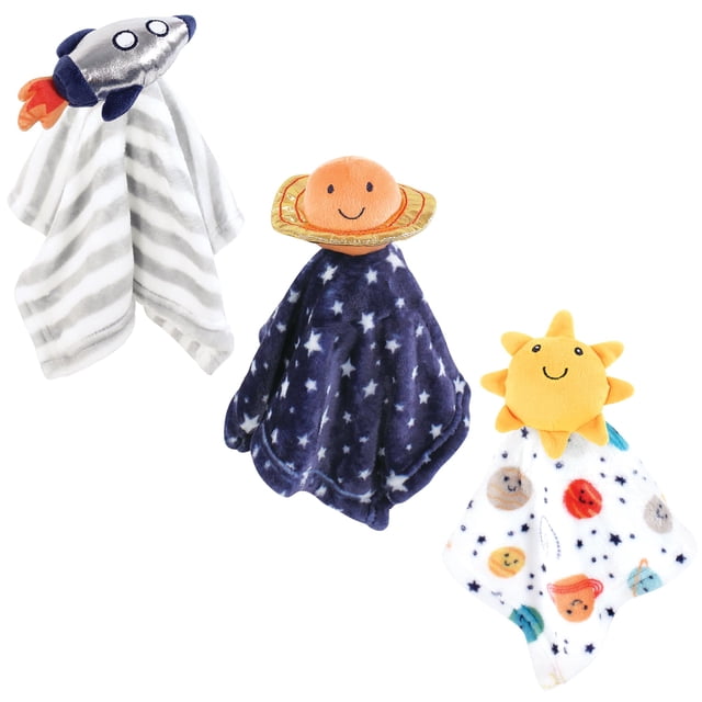 Manta de Seguridad Hudson Baby con Carita de Animal para Bebé, Paquete de 3, 35x35 cm