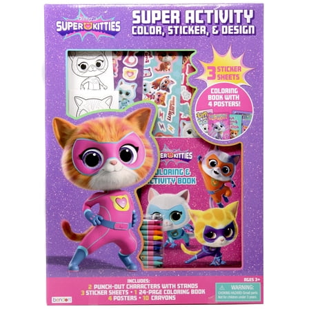 Disney Junior SuperKitties Super Activity Color, Sticker & Design Activity Set (Coloring Book, 3 Sticker Sheets, Crayons & More!)