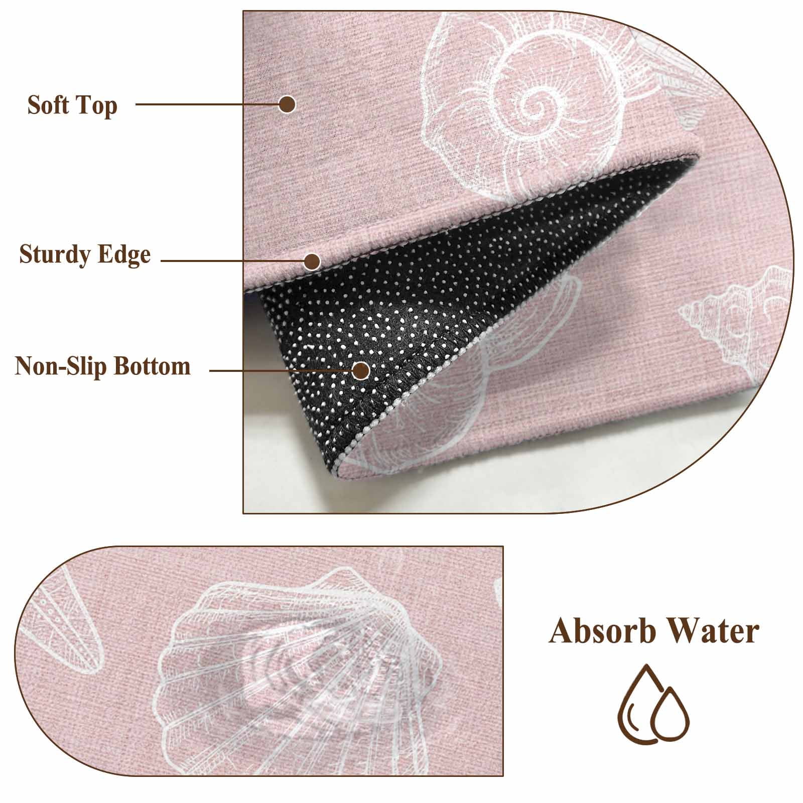 Marine Life Area Rugs 2.7'x5', Washable Small Throw Rugs for Kitchen Bedroom, Summer Ocean Starfish Conch Seashell Pink Indoor Outdoor Rug Non-Slip Low Pile Carpet Runner Reversible Floor Mats