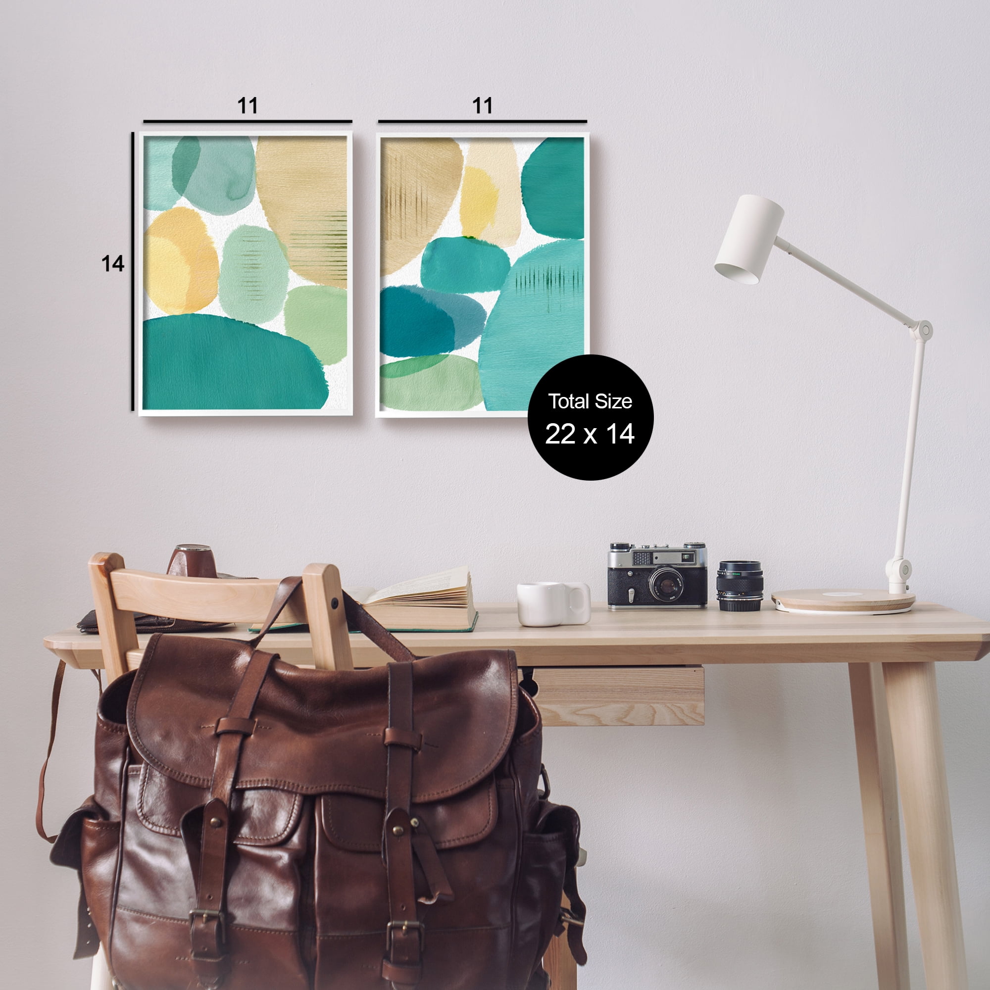 Stupell Industries Abstract Green Geometric Abstract Painting White Framed Art Print Wall Art, 11 x 14