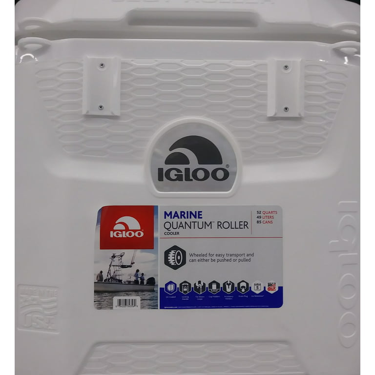 Igloo 52 QT 5-Day Marine Ice Chest Cooler with Wheels, White