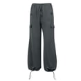 thumbnail image 4 of Pantalones cargo rectos con cordón para mujer talla grande: pierna ancha, holgados e informales, poliéster, transpirables, adecuados para otoño/uso diario, varias tallas, 4 of 4