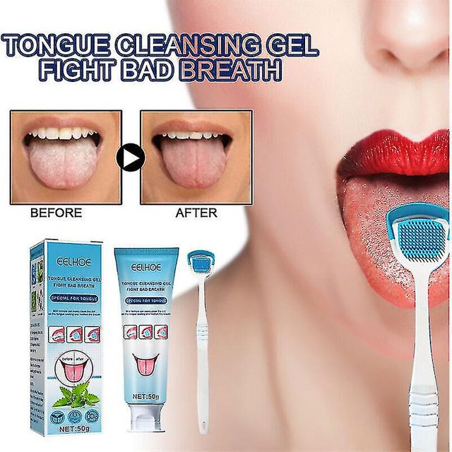 Gel de menta para limpieza de lengua, limpieza dental de aliento fresco, limpiador bucal con cepillo Feliz Sencillez